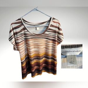 Christopher & Banks striped dressy tee, sz Lg